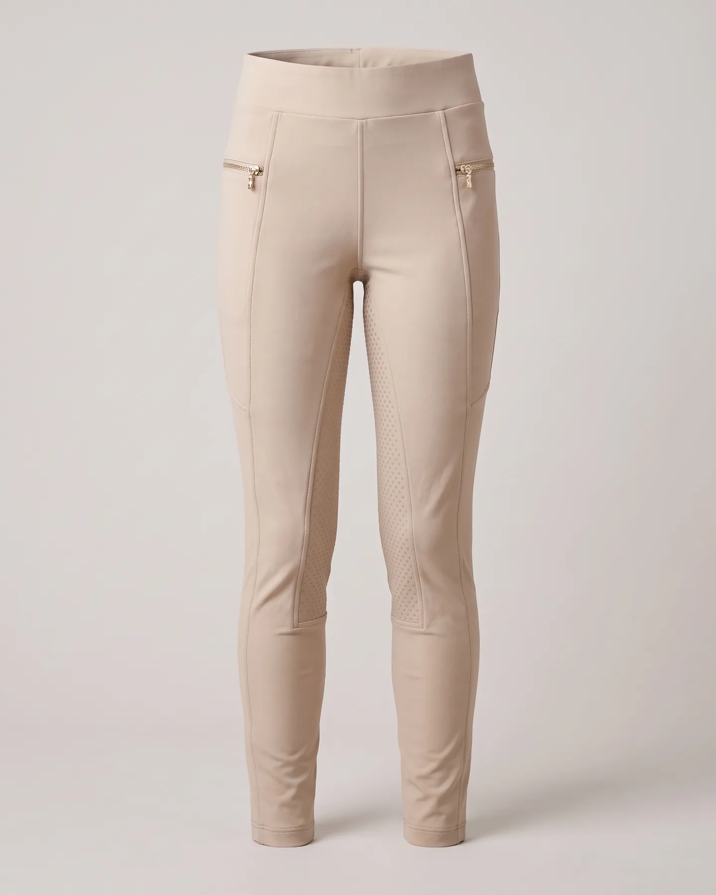 Pantalon d’équitation enfant sable à ceinture plate, à plat
